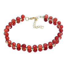 Load image into Gallery viewer, Gold-Accented Adjustable Carnelian Beaded Wristband Bracelet - Fire Splendor | NOVICA
