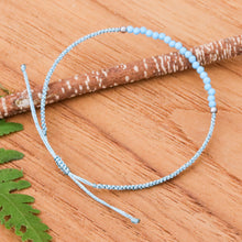 Load image into Gallery viewer, Reconstituted Turquoise Beaded Macrame Pendant Bracelet - Sky Delicacy | NOVICA
