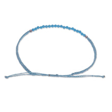 Load image into Gallery viewer, Reconstituted Turquoise Beaded Macrame Pendant Bracelet - Sky Delicacy | NOVICA
