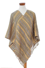 Load image into Gallery viewer, Guatemalan Artisan-Made Handwoven Cotton Poncho with Fringes - Path to Bliss | NOVICA
