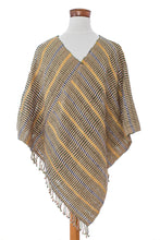 Load image into Gallery viewer, Guatemalan Artisan-Made Handwoven Cotton Poncho with Fringes - Path to Bliss | NOVICA
