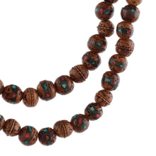 Load image into Gallery viewer, Handmade Bodhi Fig Wood and Resin Beaded Necklace from India - Memories of Siddhartha | NOVICA
