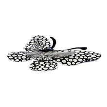 Load image into Gallery viewer, Speckled Butterfly-Shaped Steel Wall Art in Black and White - Flutter in the Moonlight | NOVICA
