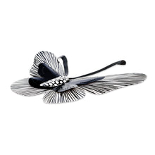 Load image into Gallery viewer, Black and White Butterfly Steel Wall Art from El Salvador - Flutter in the Shadows | NOVICA
