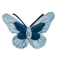 Load image into Gallery viewer, Turquoise Blue Butterfly Steel Wall Art from El Salvador - Flutter in the Wind | NOVICA
