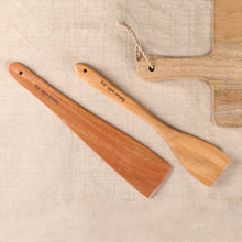Load image into Gallery viewer, Indian-Made Hand-Carved Set of 2 Polished Neem Wood Spatulas - Serve with Joy | NOVICA
