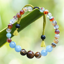 Load image into Gallery viewer, Handmade Multi-Gemstone Beaded Bracelet with Sliding Knot - Shades of Earth | NOVICA
