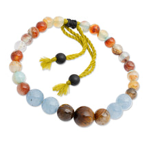 Load image into Gallery viewer, Handmade Multi-Gemstone Beaded Bracelet with Sliding Knot - Shades of Earth | NOVICA
