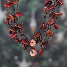 Load image into Gallery viewer, Bohemian Handmade Haldu Wood Beaded Station Strand Necklace - Sylvan Loops | NOVICA
