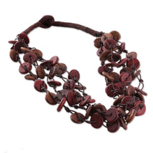 Load image into Gallery viewer, Bohemian Handmade Haldu Wood Beaded Station Strand Necklace - Sylvan Loops | NOVICA
