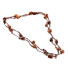 Load image into Gallery viewer, Artisan-Made Bohemian Haldu Wood Beaded Station Necklace - Earth Grandeur | NOVICA

