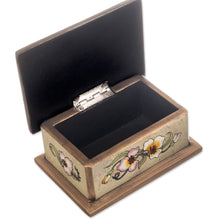 Load image into Gallery viewer, 2 Floral-Themed Reverse Painted Glass Decorative Boxes - Petite Garden | NOVICA
