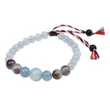 Load image into Gallery viewer, Blue Men's Yoga Tridatu Multi-Gemstone Pendant Bracelet - Tridatu Purity | NOVICA
