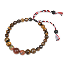 Load image into Gallery viewer, Yoga Tridatu Men's Onyx Tiger's Eye Unakite Pendant Bracelet - Tridatu Protection | NOVICA
