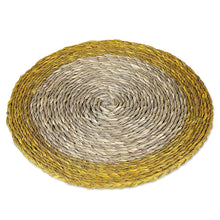 Load image into Gallery viewer, Set of 6 Round Golden Natural Sabai Grass Fiber Placemats - Golden Banquet | NOVICA

