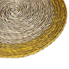 Load image into Gallery viewer, Set of 6 Round Golden Natural Sabai Grass Fiber Placemats - Golden Banquet | NOVICA
