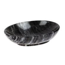 Load image into Gallery viewer, Minimalist Hand-Carved Oval Dark Grey Marble Snack Plate - Earthy Magnificence | NOVICA
