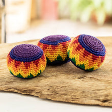 Load image into Gallery viewer, Multicolored Cotton Hacky Sacks (Set of 3) - Maya Colors | NOVICA
