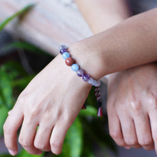 Load image into Gallery viewer, Adjustable Aquamarine and Amethyst Beaded Bracelet from Bali - Times of Wisdom | NOVICA

