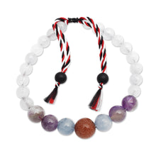 Load image into Gallery viewer, Adjustable Aquamarine and Amethyst Beaded Bracelet from Bali - Times of Wisdom | NOVICA
