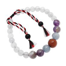 Load image into Gallery viewer, Adjustable Aquamarine and Amethyst Beaded Bracelet from Bali - Times of Wisdom | NOVICA
