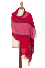 Load image into Gallery viewer, Soft 100% Baby Alpaca Shawl Handwoven in Pink and Fuchsia - Life in Rose | NOVICA
