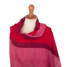Load image into Gallery viewer, Soft 100% Baby Alpaca Shawl Handwoven in Pink and Fuchsia - Life in Rose | NOVICA

