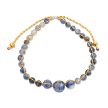 Load image into Gallery viewer, Blue Sodalite Beaded Bracelet with Golden Brass Accents - Inner Sage | NOVICA
