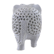 Load image into Gallery viewer, Traditional Jali-Themed Soapstone Royal Elephant Sculpture - Legacy of Elegance | NOVICA
