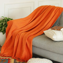 Load image into Gallery viewer, Fair Trade 100% Cotton Slubbed Throw Blanket in Persimmon - Persimmon Charm | NOVICA
