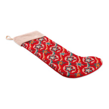 Load image into Gallery viewer, Star-Patterned Cross-Stitch Embroidered Christmas Stocking - Twinkling Constellation | NOVICA
