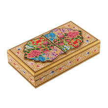 Load image into Gallery viewer, Golden-Hued Hand-Painted Papier Mache Wood Decorative Box - Gold Kashmir Treasures | NOVICA
