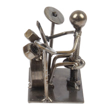 Load image into Gallery viewer, Drummer-Themed Eco-Friendly Recycled Metal Figurine - Drums Star | NOVICA
