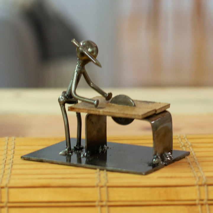 Carpenter at Work Recycled Metal Figurine from Mexico - Handy Carpenter | NOVICA
