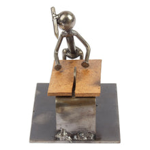 Load image into Gallery viewer, Carpenter at Work Recycled Metal Figurine from Mexico - Handy Carpenter | NOVICA
