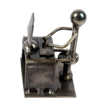 Load image into Gallery viewer, Man at Office Desk Eco-Friendly Recycled Metal Figurine - Busy at the Office | NOVICA
