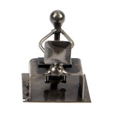 Load image into Gallery viewer, Man at Office Desk Eco-Friendly Recycled Metal Figurine - Busy at the Office | NOVICA
