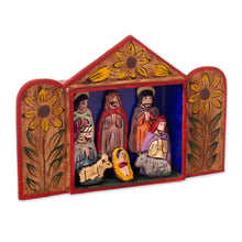 Load image into Gallery viewer, Fair Trade Artisan-Made Wood and Ceramic Nativity Retablo - Caring for Baby Jesus | NOVICA
