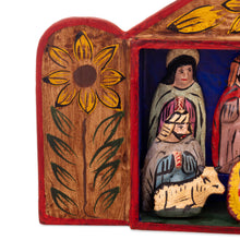 Load image into Gallery viewer, Fair Trade Artisan-Made Wood and Ceramic Nativity Retablo - Caring for Baby Jesus | NOVICA
