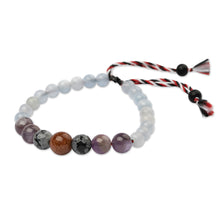 Load image into Gallery viewer, Men's Multi-Gemstone Tridatu Yoga Pendant Bracelet - Tridatu Happiness | NOVICA
