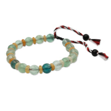 Load image into Gallery viewer, Adjustable Yoga Tridatu Fluorite Onyx Beaded Men's Bracelet - Tridatu Tranquility | NOVICA
