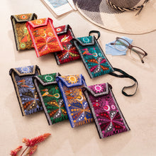 Load image into Gallery viewer, Artisan-Made Embroidered Eyeglasses Case Bag in Magenta Hues - Magenta Enchantment | NOVICA
