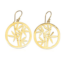 Load image into Gallery viewer, Bamboo Tree Themed Openwork Gold-Plated Dangle Earrings - Bamboo Chic | NOVICA
