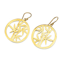 Load image into Gallery viewer, Bamboo Tree Themed Openwork Gold-Plated Dangle Earrings - Bamboo Chic | NOVICA
