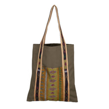 Load image into Gallery viewer, Ikat-Themed Olive Cotton Canvas Tote Bag Crafted in Bali - Island Olive | NOVICA
