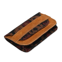 Load image into Gallery viewer, Men's Ikat Wallet in Brown Red and Black with Leather Accent - Brown Woven | NOVICA
