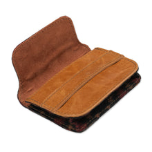 Load image into Gallery viewer, Men's Ikat Wallet in Brown Red and Black with Leather Accent - Brown Woven | NOVICA
