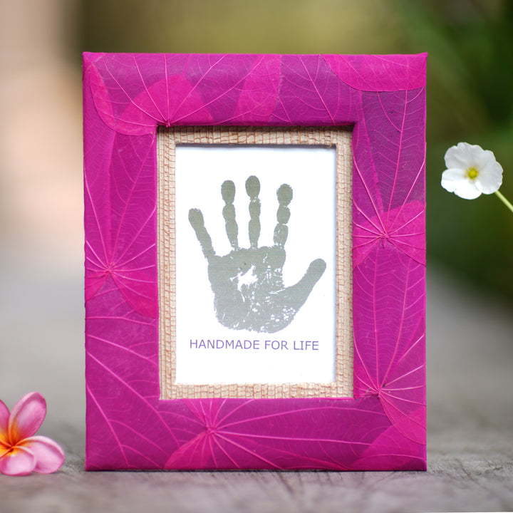 3x5 Natural Fiber Photo Frame in Pink from Indonesia - Autumn Spirit in Pink | NOVICA