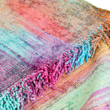 Load image into Gallery viewer, Pastel-Toned Handwoven Fringed Cotton and Rayon Blend Poncho - Pastel Dreams | NOVICA
