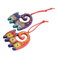 Load image into Gallery viewer, 4 Hand-Painted Cat-Shaped Ceramic Ornaments from Guatemala - Celebration Cats | NOVICA
